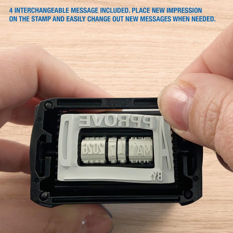 Trodat Printy 4750 Self Inking Date Stamp with Approved, Copy, EMAILED, Scanned â€“ Blue and Red Ink, 1" x 1-5/8" - Image 4
